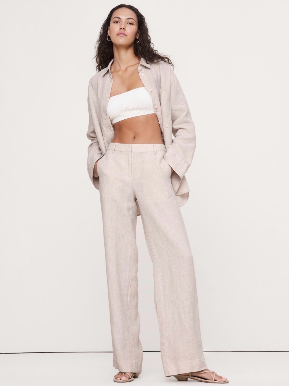 NWT Banana Republic The Everyday Pant in Natural Linen Sz M (#892686)